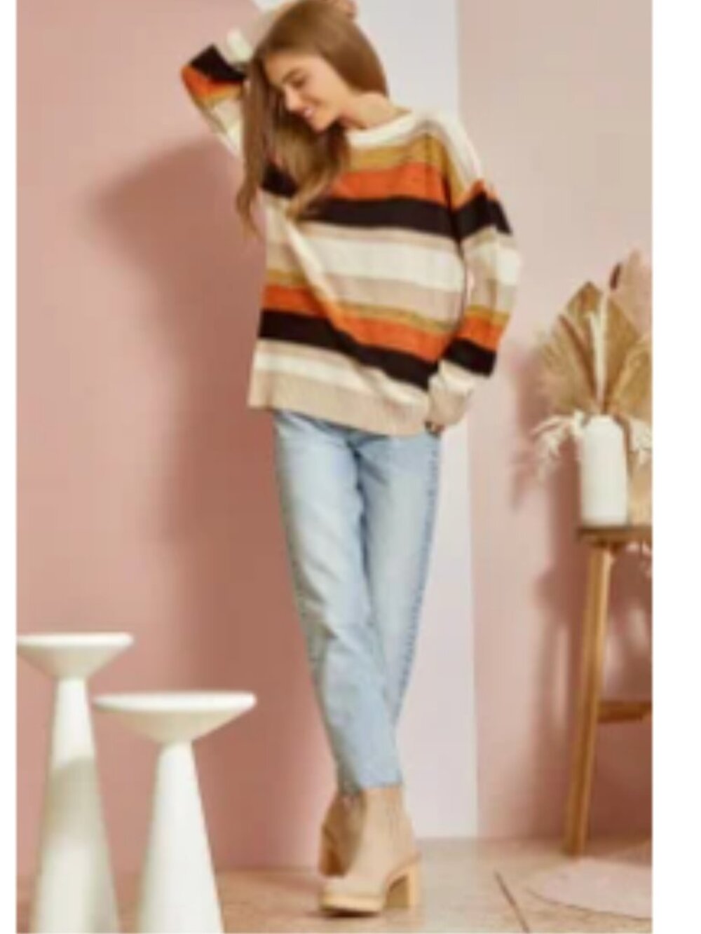 ANDREE BY UNIT TOP Color Block Oversized Sweater Size 1X NWT